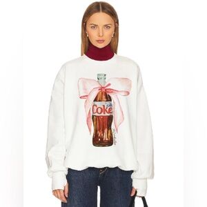 THE LAUNDRY ROOM Diet Coke Pink Bow Oversized Sweatshirt White Size Small